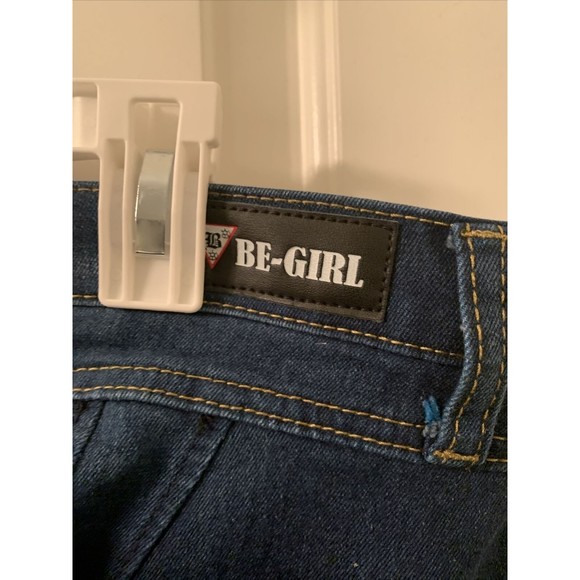 Be Girl Women's Plus Size 16 Blue Capri Jean Shorts Pockets Destroyed Distressed - Picture 15 of 16